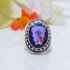 Vivid Blue Iolite Gemstone 925 Sterling Silver Ring, Valentine's Day Gift