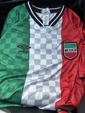 Umbro Mexico Soccer Jersey Men’s Large Green White Red Checkered Futbol