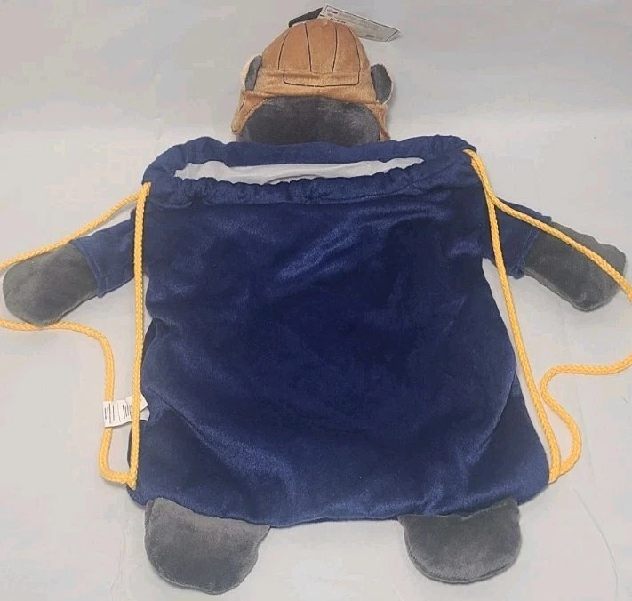 Michigan Football Kids Drawstring Backpack with Stuffed Bear Head New with Tags - Image 2 of 4