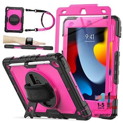 Case for iPad 9th/ 8th/ 7th Generation 10.2'', Shockproof with Rose+Black