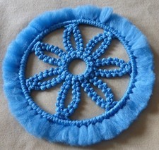Macrame flower mat Light blue yarn Wall Hanging Flower mat Home d&eacute;cor Decoration