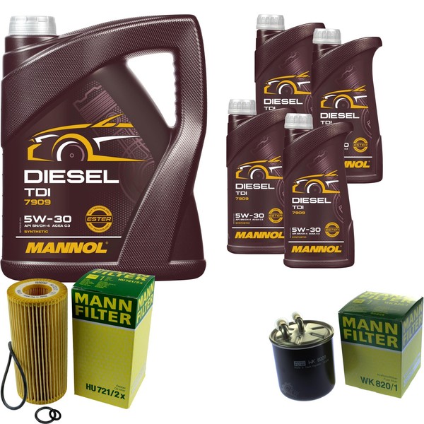 Inspektionspaket 9L Mannol TDI 5W-30 FüR Mercedes S211 E 320 T CDI W211 W220 S-image