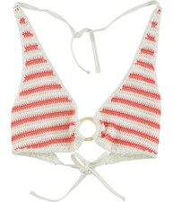 American Eagle Womens Crochet Stripe Bikini Swim Top, Orange, Large