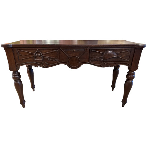 19th Century English Oak Huntboard with Carved Polo Motif