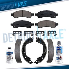 Front Ceramic Brake Pad + Hardware and Rear Shoe for 2009-12 Chevy GMC Colorado