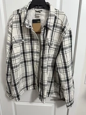 The North Face Men’s Valley Twill Utility Shacket Black WHITE Plaid SZ XXL $150