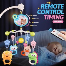 Baby Musical Crib Bed Bell Cot Mobile Stars Dreams Light Nusery Lullaby Toy Gift