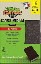Gator Multi-Surface Sanding Sponge, 3" X 4" X 1", 60/80 Grit Coarse/Medium, 6 Pa