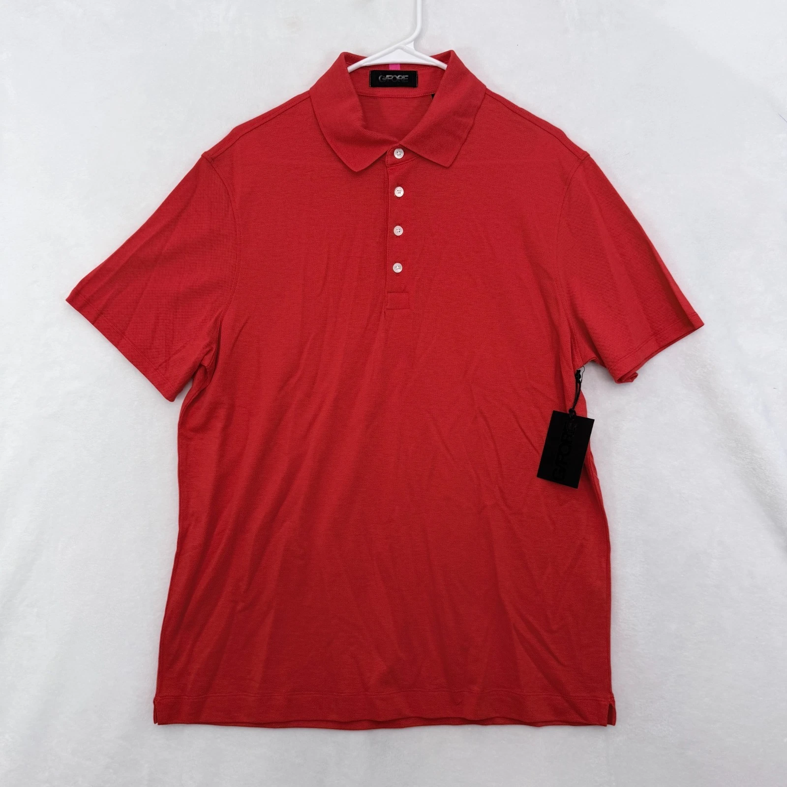 G/FORE Polo Shirt Mens L Orange Golf Performance Knit Stretch Lightweight