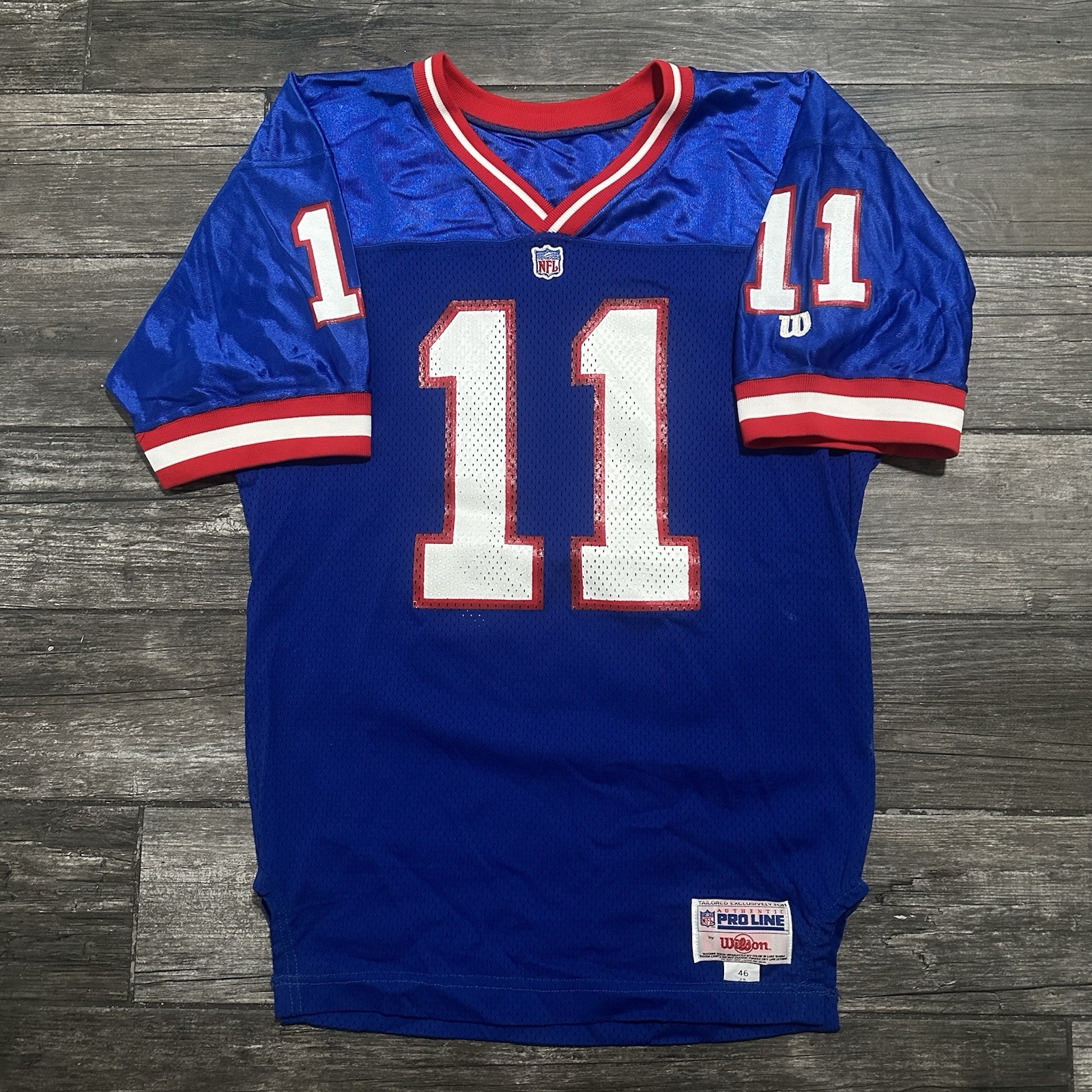 VTG WILSON NEW YORK GIANTS PHIL SIMMS PRO LINE BLUE FOOTBALL JERSEY AUTHENTIC 46