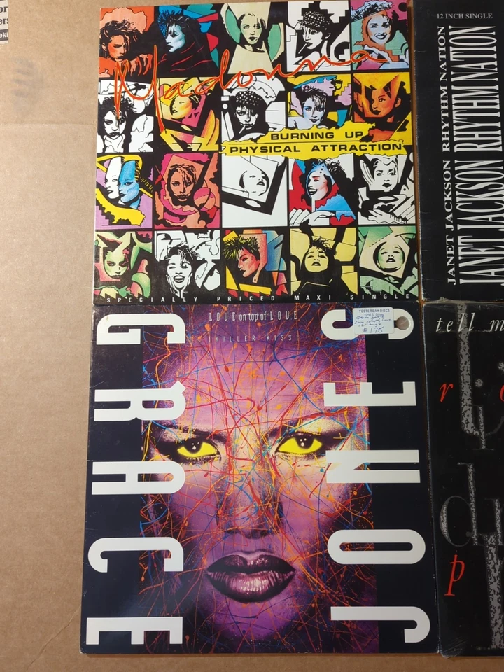 4 Lot 12-in Remix Madonna Janet Jackson Grace Jones Robert Palmer VG+ Vinyl LP Foto 2 de 4