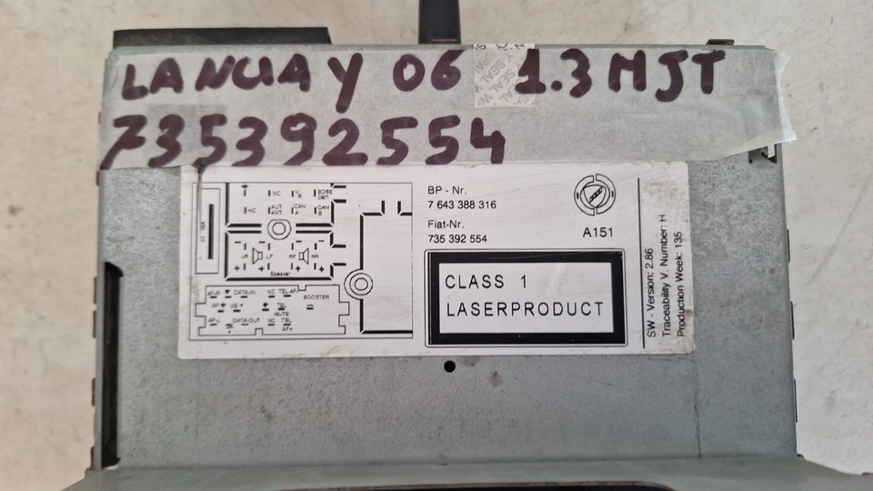 RADIO AUTORADIO LETTORE CD LANCIA YPSILON 843 03-07 COD. 735392554 7643388316 - Immagine 4 di 4