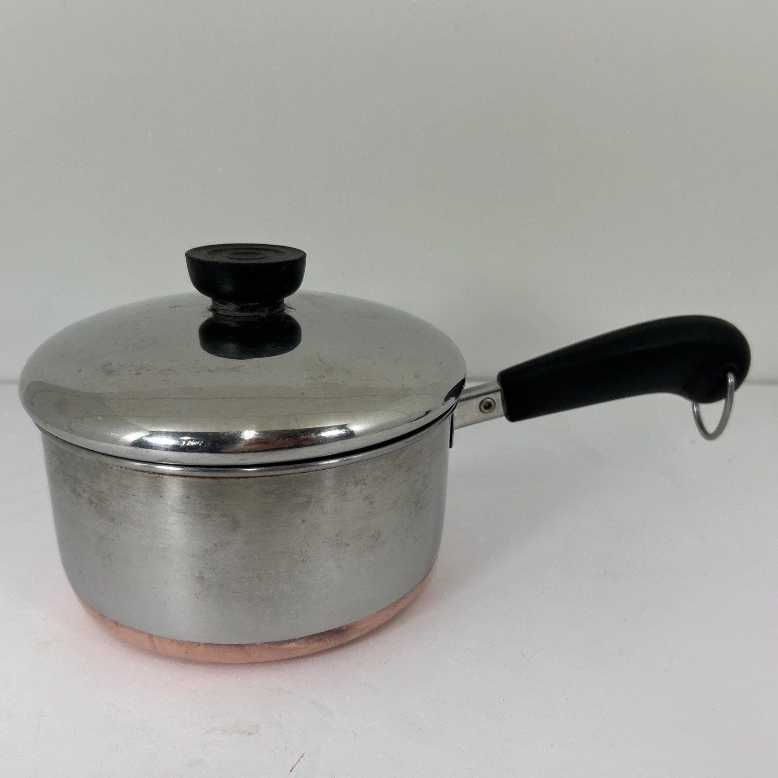 1801 Revere Ware Double Ring Copper Bottom 1 Quart Qt Sauce Pan Pot With Lid