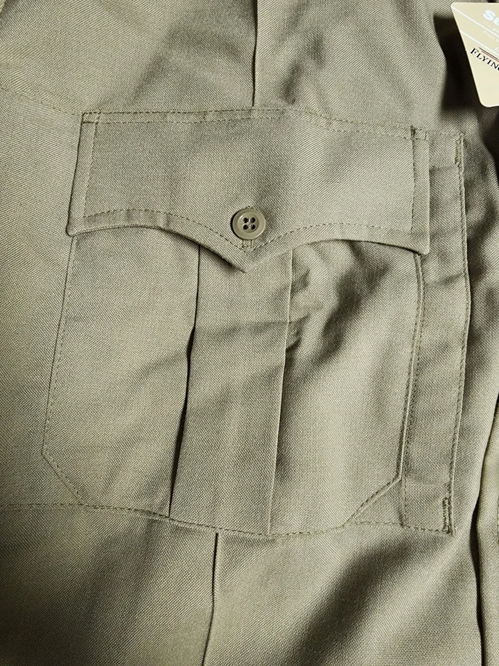 Mens 17.0  34/35 Long Slv. Flying Cross ,Dark Tan Zip/button Frt Uniform Shirt - Image 2 of 4