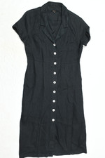 Quince European Linen Button Front Shirt Dress Womens Medium Black Short Sleeve