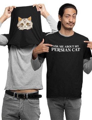 Ask Me About My Perserkatze Kinder und Erwachsene Unisex Neuheit Flip T-Shirt