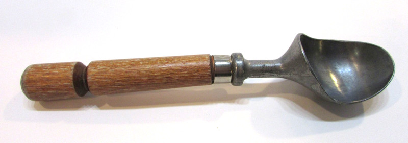 Vintage 1970's Aluminum Ice Cream Scoop w Wood Handle