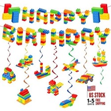 Building Block Birthday Party Decorations Building Block Happy Birthday Banner