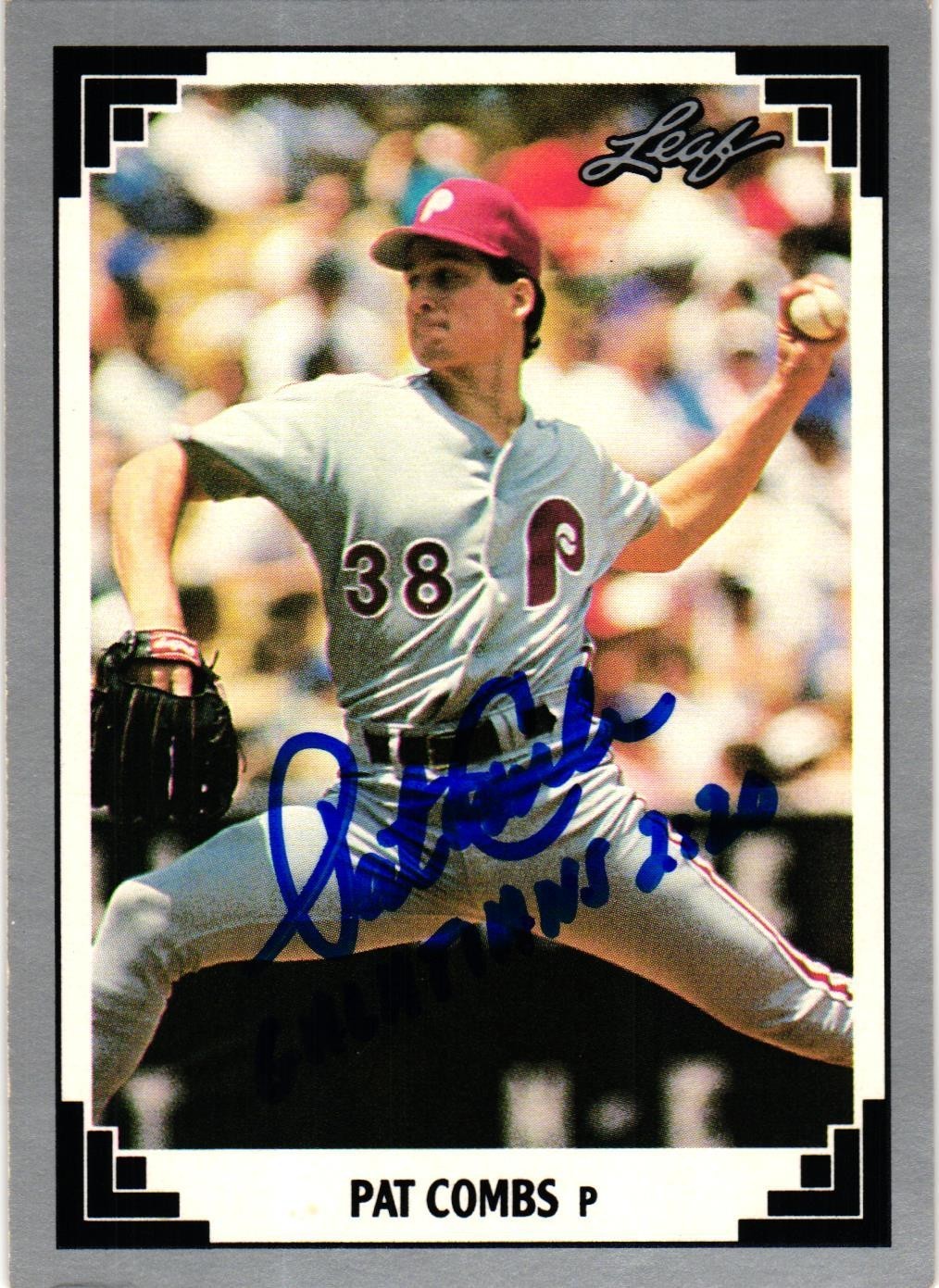 PAT COMBS Signed #32 1991 LEAF MLB Baseball Card AUTO PHILLIES