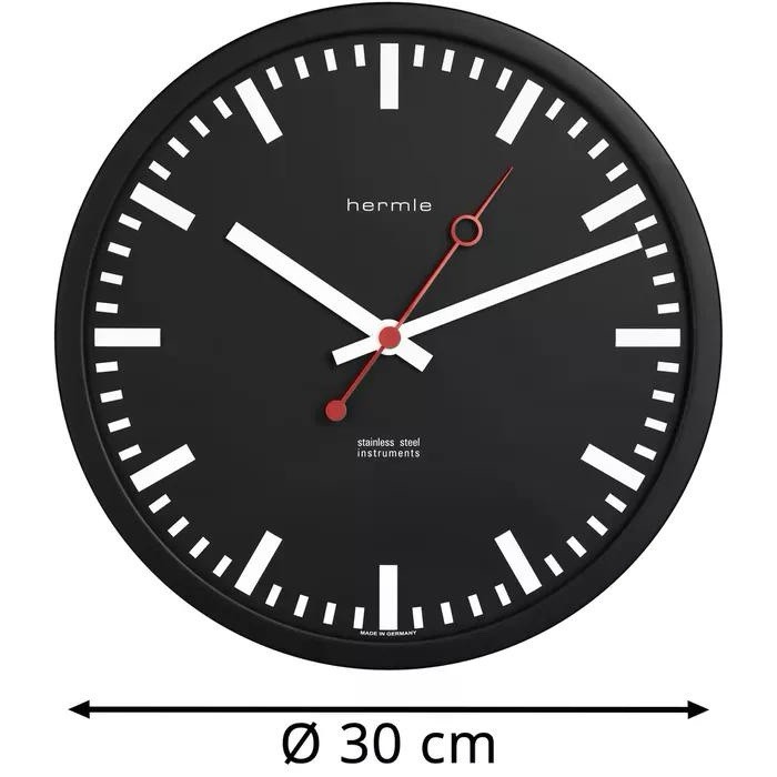 Hermle Wall Clock 30471-740870 Grand Central Black