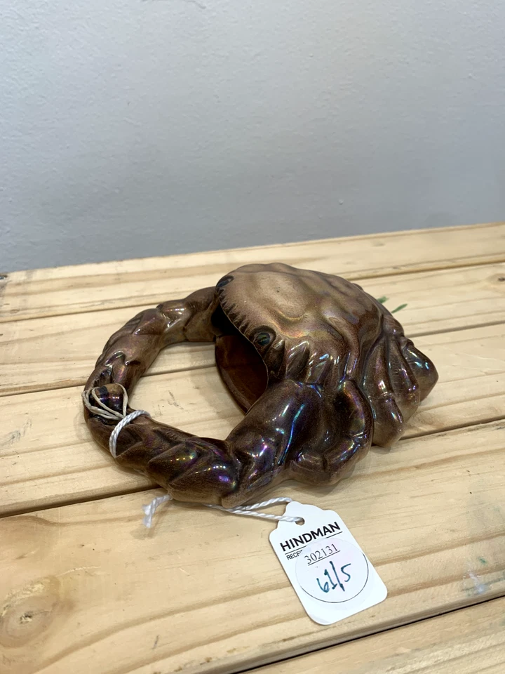 Bolsillo de pared de cangrejo de cerámica de la época victoriana, mayólica sarreguemines, hecho en Francia Foto 2 de 4