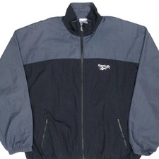 VINTAGE REEBOK BLACK  WHITE WINDBREAKER JACKET 1990S LARGE