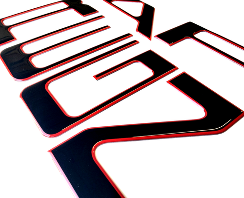 BLACK RED OUTLINE 3D RAISED DOMED TAILGATE LETTERS FOR RANGER 2024 ...