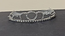 Albert Weiss Tiara Crown Hair Band Rhinestone Headband with combs  orig box vtg