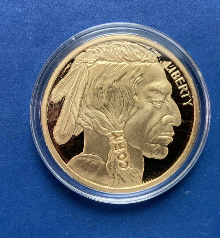 Collectors 2016- 1 Oz Gold plated Indian Head Buffalo Coin (COPY)