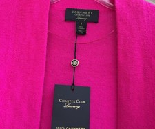 Charter Club Luxury Womens Open Cardigan Sweater 100 Cashmere Pink S NWT