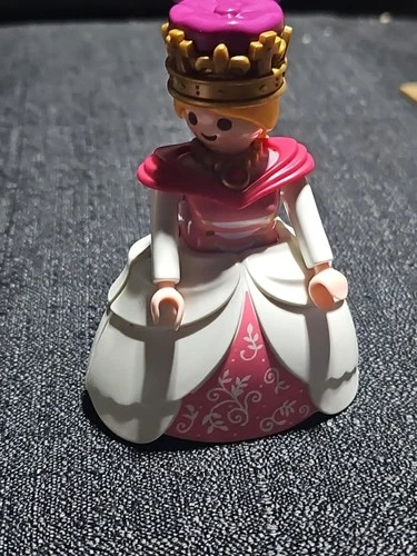 Vintage Playmobil Princess Queen Lady White Hoop Skirt Royal Crown & Necklace