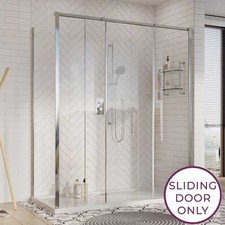 Chrome Sliding Door Shower Enclosure Walk In Wet Room 8 mm Easy Clean Glass