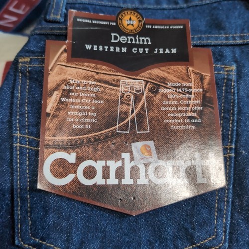 Vintage 2000's Carhartt Jeans 29x32 Blue Dark Denim Straight Leg Workwear B19PRW - Picture 11 of 18