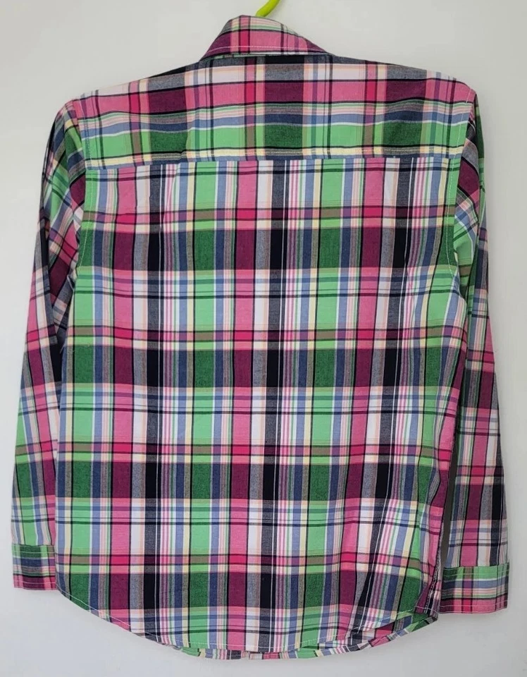 Camisa de Vestir Gymboree Niños L/S Cuadros Verde/Azul/Rosa Talla 10-12 Preppy Primavera Foto 2 de 3