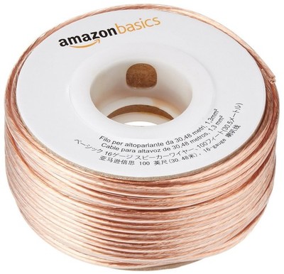 Amazon Basics 16-Gauge Speaker Wire Cable, Polarity Marked, 100 Feet, Bronze 