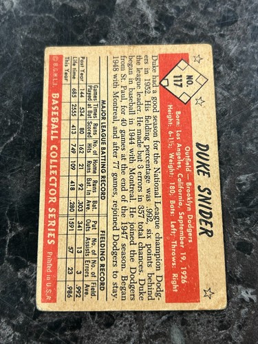 1953 Bowman Color - Duke Snider #117 G/VG - Foto 2 di 2