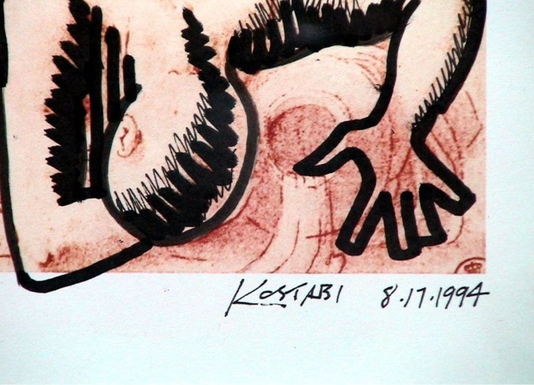 貴重一点物マークコスタビMARK KOSTABI 直筆マーカーデッサン1994 MARK KOSTABI Hand-drawn Marker Drawing Signed Framed 1994 One-of-a