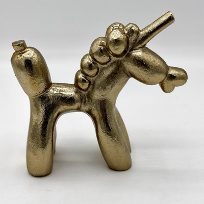 Unicorn Balloon Animal Paperweight Gold-Tone Metal Figure 4.5''x 4.5'' Figurine