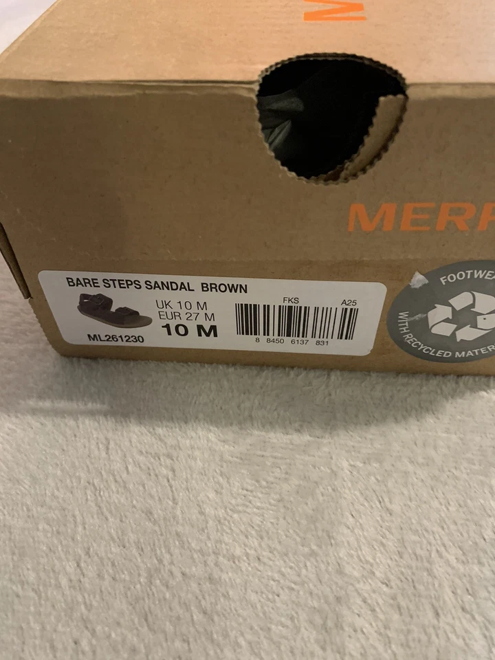 Merrell Brown Boys Bare Steps® Sandal Sandals Leather 10M NEW IN BOX - Image 3 of 4