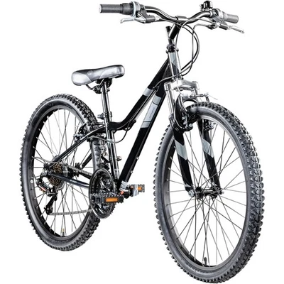 Bicicleta de montaña Galano GA20 24" Hardtail aluminio bicicleta 21 velocidades juvenil negro/gris 30 cm
