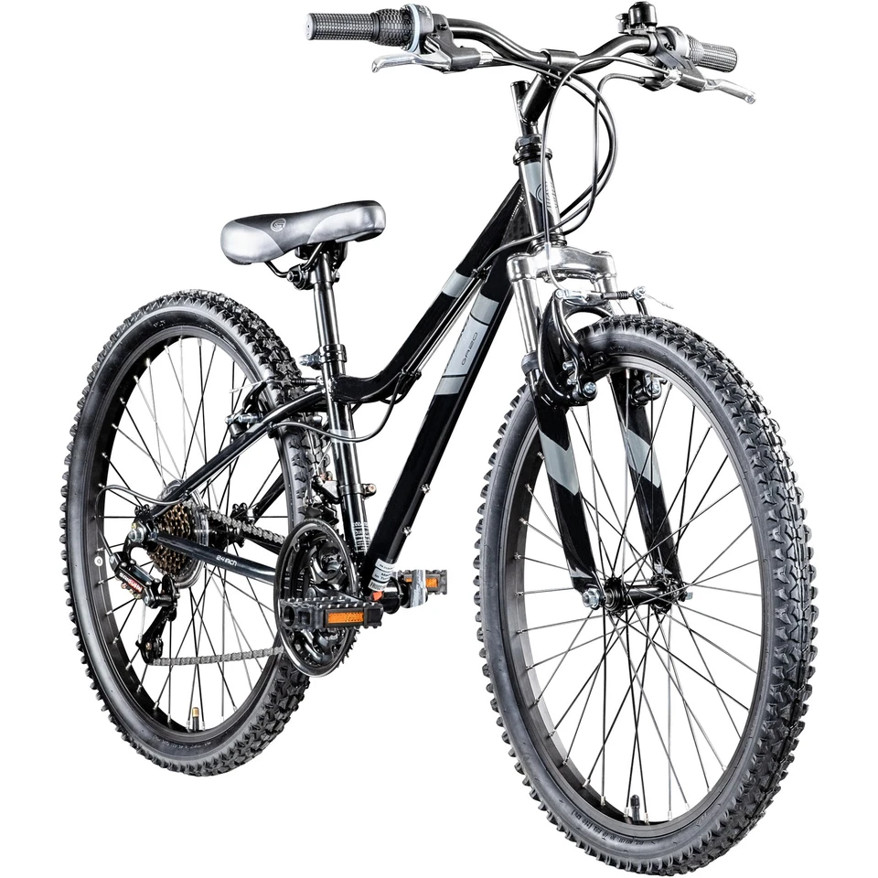 Galano GA20 Mountainbike 24" Hardtail Alu Fahrrad 21-Gang Jugend black/grau 30cm