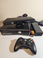 Microsoft Xbox 360 S Black Console 1439 Complete Kinect + Controller + Cables 