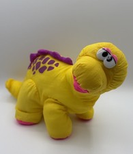 Vintage Fisher-Price Bruce Dinosaur Plush Yellow Purple 92 Puffalump Stuffed Toy