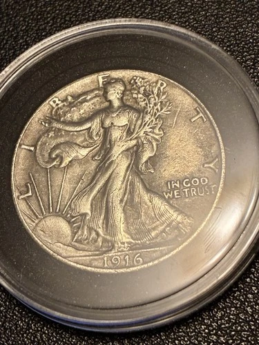 1916 Walking Liberty Half Dollar XF. Great Patina And Clear Details.