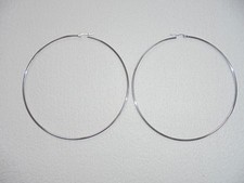 1 paar große Creolen Maxi-Hoops massiv Edelstahl silber poliert Disco Party