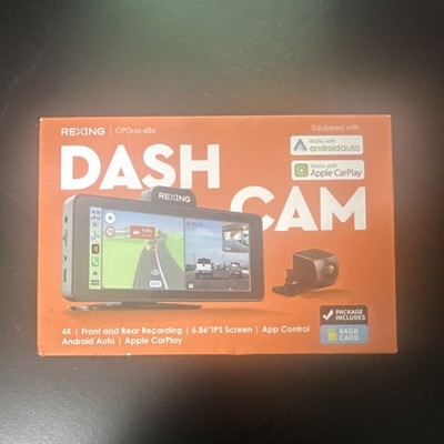 Rexing CPDuo 686 Dash Cam 4K 64GB with Carplay and Android 6.86'' IPS New