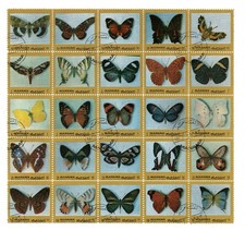 Farfalla motivo stampa combinata con 3 serie complete 1972 timbrato in foglio