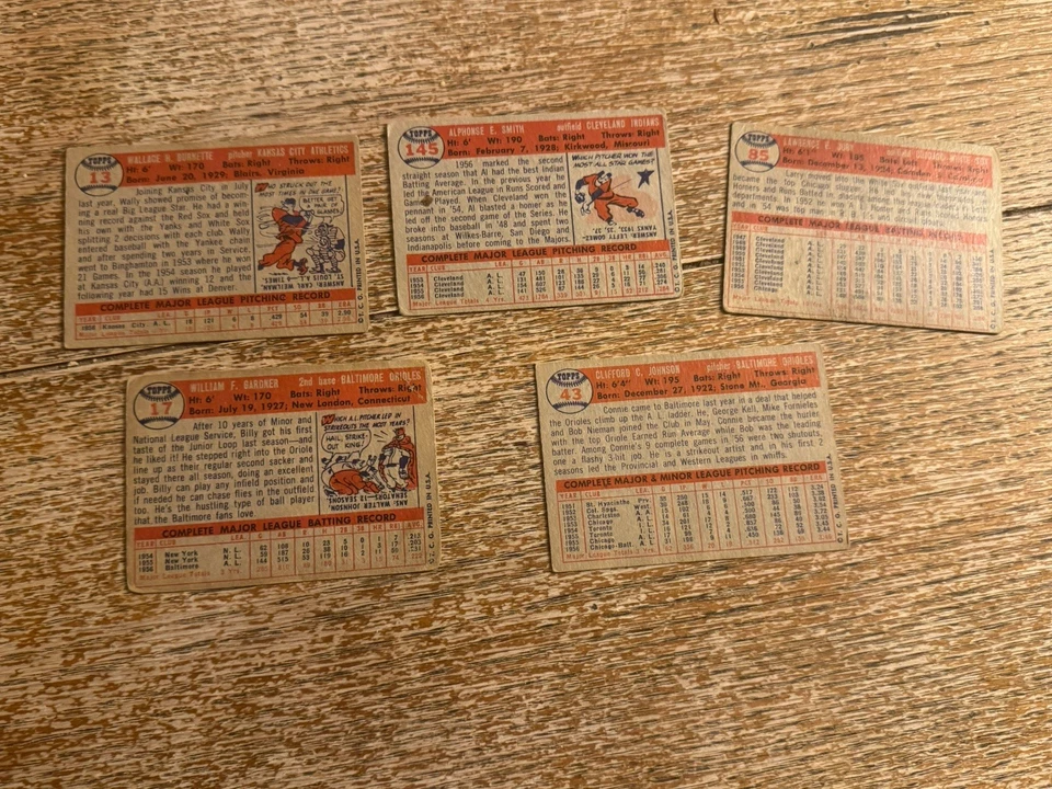 Lote de 5 tarjetas de béisbol 1957 Topps - excelente estado Foto 2 de 2