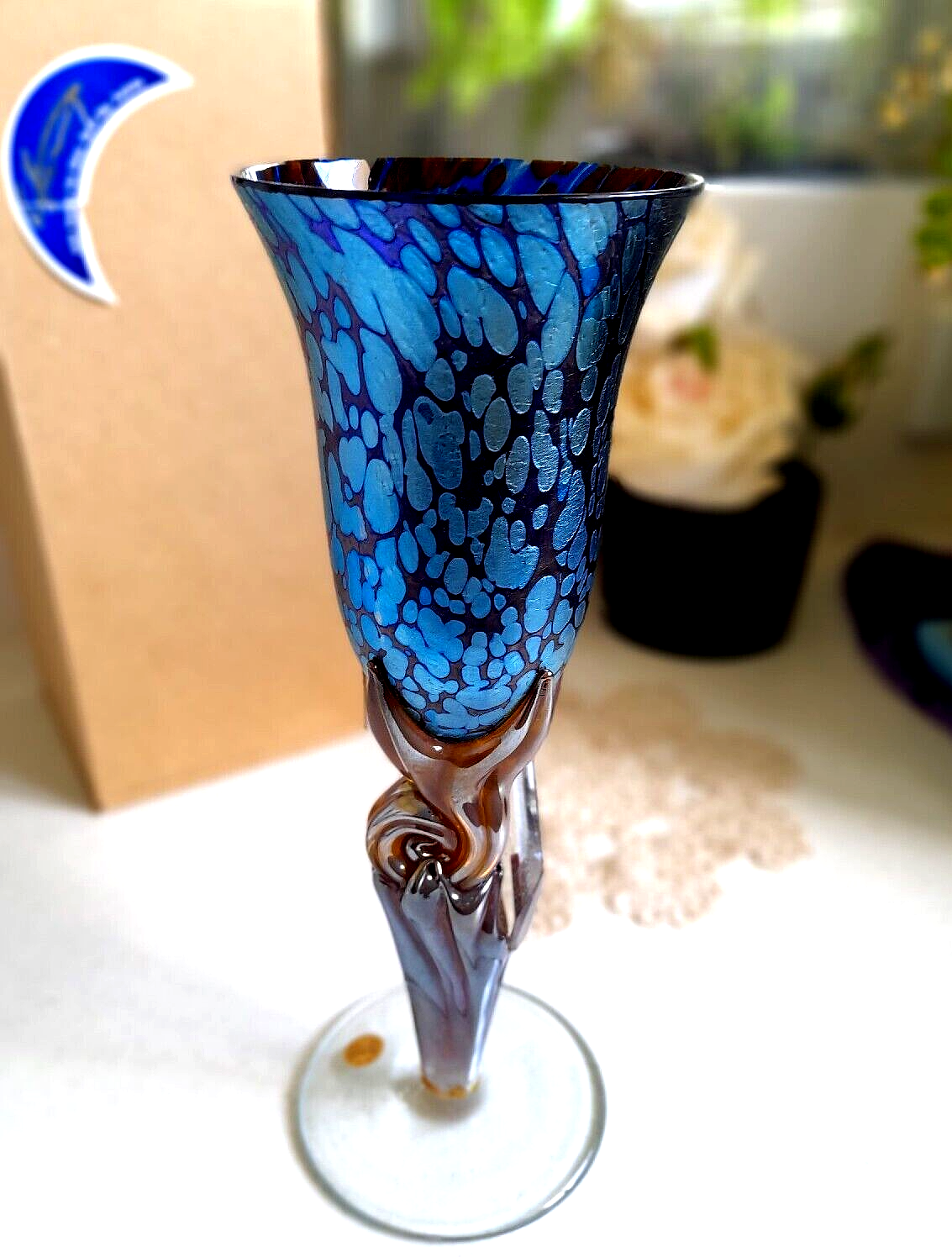 BYRON BAY, AUSTRALIA. COLIN HEANEY HANDMADE GOBLET & CRYSTAL +BOX 1995