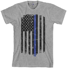 Thin Blue Line American Flag Men's T-Shirt Police Officer